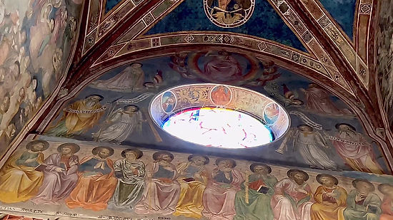 italy - romanesque church with early italian painting frescoes